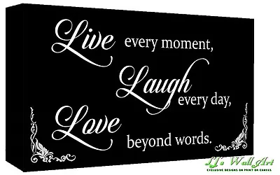£26.49 • Buy Black & White Live Laugh Love Quote Canvas Wall Art Print - A1, A2 + Sizes