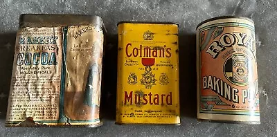 Lot Of 3 Vintage Tins Royal Mustard Baking Powder Walter Baker Cocoa Mustard • $24.95