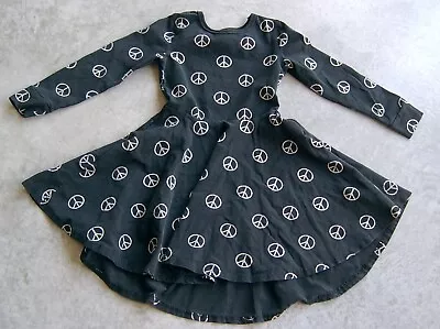 Rock Your Kid Girls Black Stretch Jersey Dress With Peace Sign Sz 5 • $22