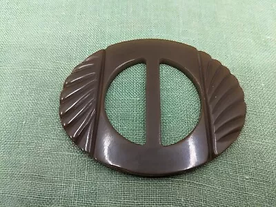 Vintage Buckle Scarf Slide Tan Bakelite ?  Celluloid ? Retro • $10