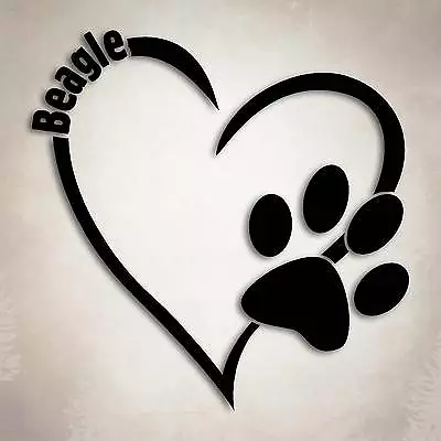 Beagle Dog Love Decal Paw Heart Sticker Truck Car Laptop Apple Animal Rescue • $14.99
