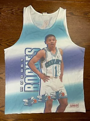 Mitchell & Ness Muggsy Bogues Sublimation AOP Tank Top Sz XL Charlotte Hornets • $59.99