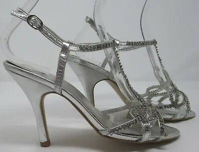 £7.99 • Buy Faith Size 5 (38) Silver T Bar High Heel Occasion Sandals