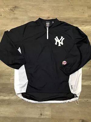 New York Yankees Jacket Mens XL Blue MLB Majestic Windbreaker Pullover Cool Base • $29