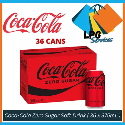 Coca-Cola Zero Sugar Soft Drink Multipack Cans (36 X 375mL) Bulk Value Coke Pack • $39.99