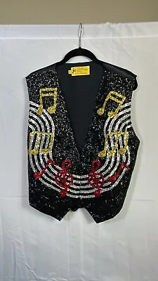 Sequin Vest With Musical Notes Excellent Pre-loved Condition Three Snap Closure • $80