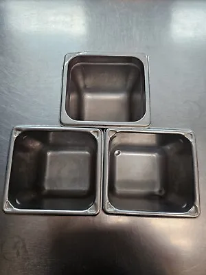 💥LOT Of 3 Stainless Steel 1/6th Pans 6'' Deep Steam Table NSF Restaurant Grade • $19.88