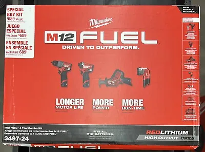 Milwaukee 3497-24 M12 FUEL 4-Tool Combo Kit NEW • $300