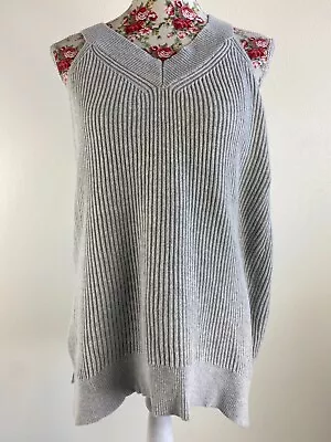 Seed Heritage Chunky Sleeveless Knit Jumper Size M Grey Open Shoulder Warm Top • $16.55