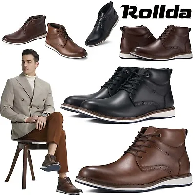Rollda Men Chukka Dress Boots Lace-Up Non-Slip Ankle Casual Desert Oxford Boots • $41.89