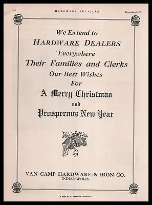 1927 Van Camp Hardware Indianapolis Merry Christmas & New Year Vintage Print Ad • $19.95