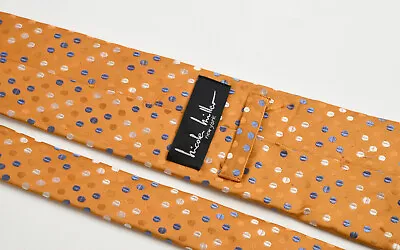 Nicole Miller New York Mens Orange Polka Dot Pattern 100% Silk Neck Tie • $17.95