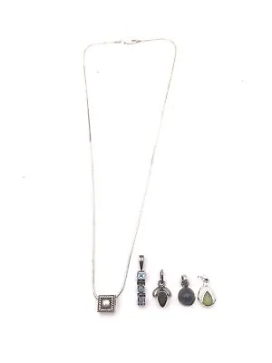 925 Sterling Silver 4pc Lot Multi Gemstone Pendants Chain Necklace • $24.95