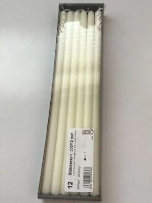 £15.99 • Buy Long Thin Church Candles - Set Of 12 - Approx 300mm X 12mm Wide- Ivory 