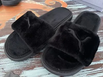$34.40 • Buy NEW WITH TAGS Women's PUMA Cool Cat Fluffy Slides/Slippers Size 10 Black