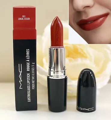 MAC Lustreglass Lipstick - 551 LOCAL CELEB (BURNT ORANGE) Full Size New In Box • $14.90