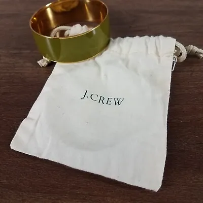 J. Crew Women's Bangle Bracelet Green Gold Wide Slip On Classic Shiny Casual • $14.99