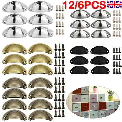 6/12Pcs Cup Pull Shell Handles Half Moon Kitchen Cupboard Cabinet Door Drawer UK • £5.89