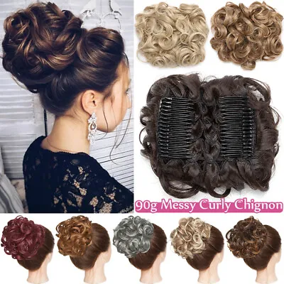 Elastic Scrunchy Messy Bun Hair Peices Comb Clip Hair Extensions Ponytail Updo • £12.20