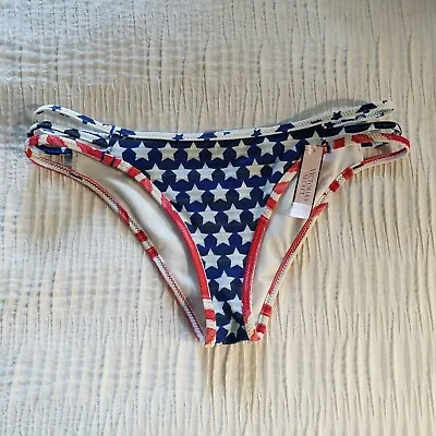 Victoria's Secret American Flag Red Blue Strappy Cheeky Bikini Bottoms XS SWIM • $25