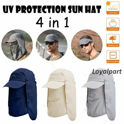 Ear Flap Sun Hat Neck Face Cover Baseball Cap Fishing Dust-proof Visor Outdoor • $9.95