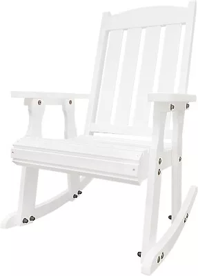 Rocking Chair Poly Lumber Porch Rocker Durable Heavy Duty Vintage White • $160