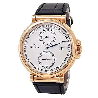 Milus Zetios 18k Rose Gold Black Leather Automatic White Men's Watch ZET-ZP01 • $7490