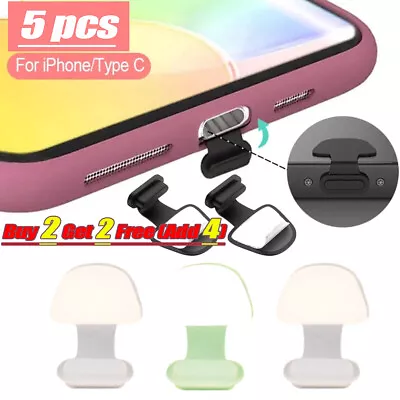 5x Charging Port Silicone Anti-Dust Dirt Plug Cover Stopper For IPhone Samsung • £3.33