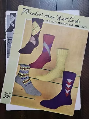 Vintage Fleisher's Hand Knit Socks For Men Women & Children Vol. 86 1950 • $8.99