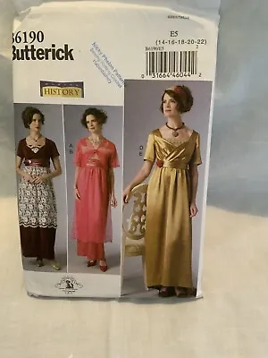 Butterick Sewing Pattern B6190 Edwardian Cosplay Dress Brand New  • £12