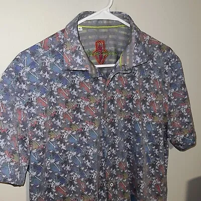 Luchiano Visconti Button Up Shirt Mens Abstract Design Short Sleeve Size Large • $26.24