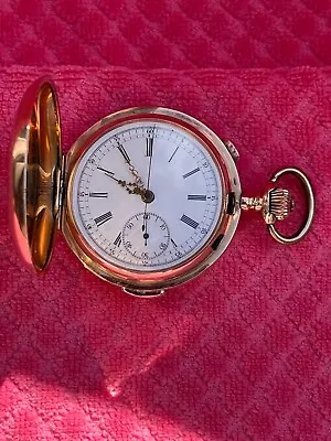 Tempora 14kt 585 Gold Pocket Watch Chronograph Quarter Repetition • $2960