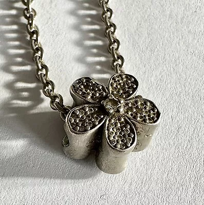 $1.88 • Buy Pandora Sterling Silver Necklace With Sterling Silver Charm Pendant Flower