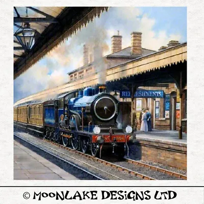  Train At Station Steam Loco  Fabric Craft Panels In 100% Cotton Or Polyester • £2.45