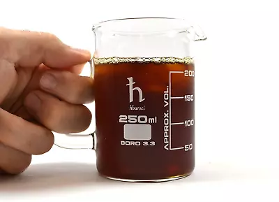 EISCO Premium Hand Crafted Beaker Mug Thick Borosilicate Glass Tea Or Espresso • $21.96