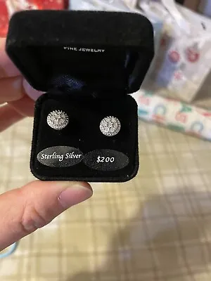 R H Macy & Co Fine Jewelry Diamond Sterling Silver Earrings • $39