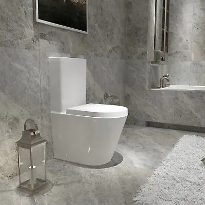 £164.74 • Buy Bathroom Rimless Close Coupled Toilet Soft Close Seat WC White Ceramic Pan
