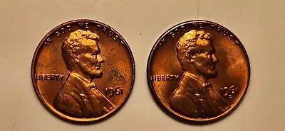 1961 P D Lincoln Memorial Cent Uncirculated Penny US Coin Lot Of 2 • $1.50