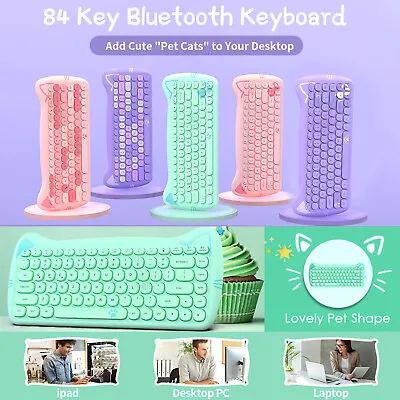Wireless Bluetooth Keyboard For IMac IOS IPad Android Tablet PC Retro Typewriter • £18.68