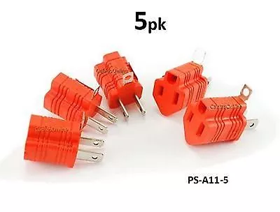 5-PACK 2-Prong To 3-Prong Polarized Grounding AC Power Plug Adapter 120VAC 15A • $9.99