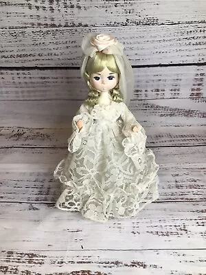 VTG WEDDING BRIDE Bradley Doll MISS JUNE CAKE TOPPER Lace Gown Blonde Curls • $24.99