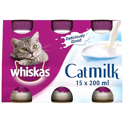 £14.87 • Buy 15 X 200ml Whiskas Adult Cat Milk Bottles Low Lactose Cat Treat No Preservatives