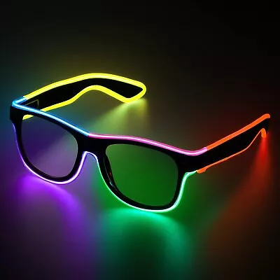 LED Glasses  Sunglasses Neon EL Wire Glasses Glow In Dark Rave Costume Party • $8.58