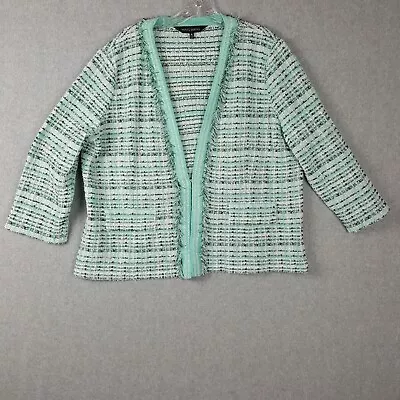 Ming Wang Women's XL Multicolor Light Green Black White Knit Cardigan EUC • $55