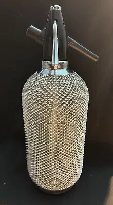 Vintage Syphon Soda Seltzer Bottle - Czech Kovocas Merkuria Glass Metal Mesh • $33