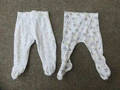 0-3 Months Baby Boys 2x Bundle Mini Club & George Trousers With Feet EUC • £2.50