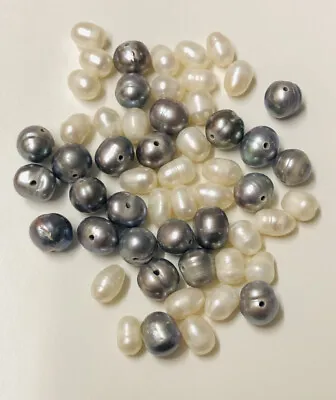 13g Grey & Cream Freshwater Cultured Pearls Loose Beads DIY Jewelry Craft • £1.20