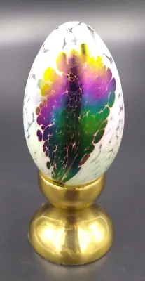 Vintage (1984) Mount St. Helens Ash Glass (MSH) Egg Shape Paperweight & Stand • $39.99