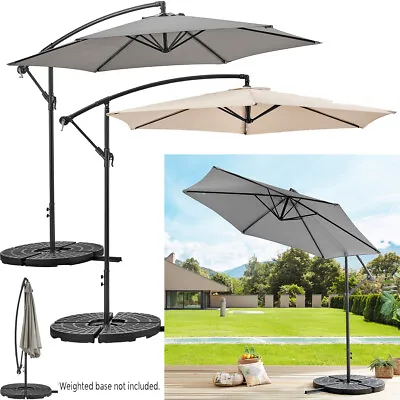 3M Banana Cantilever Umbrella Garden Parasol Sun Shade Patio Hanging Tilt Crank  • £49.95