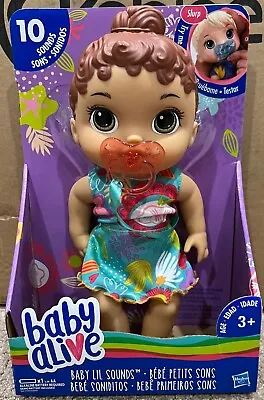 Baby Alive Baby Lil Sounds Interactive Brown Hair Brunette Doll W/ Pacifier New • $19.98